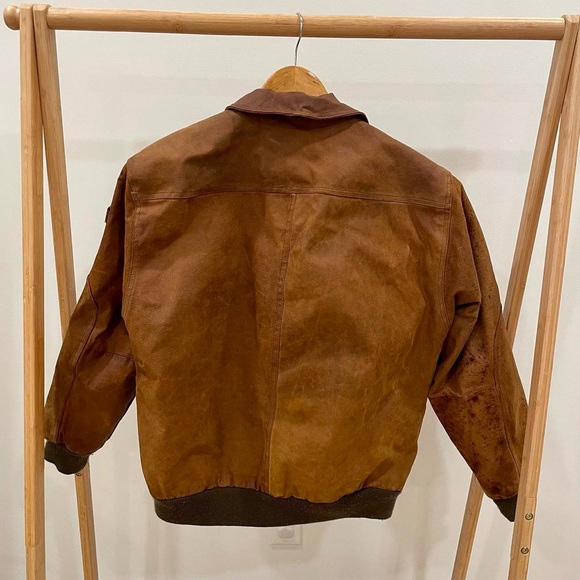 Vintage Leather Aviator Bomber Flight Jacket Coat in Cognac Brown - Picture 4 of 8